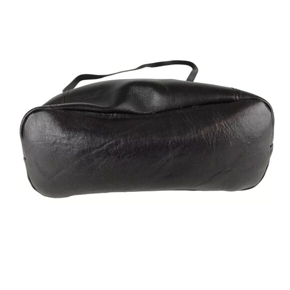 Bechamel Womens Black Leather‎ Double Handles Detachable Strap Pockets Tote Bag - Picture 6 of 8